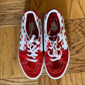 Sk8-Low Red Checkerboard - Vans Red and White Low-Top Sneakers